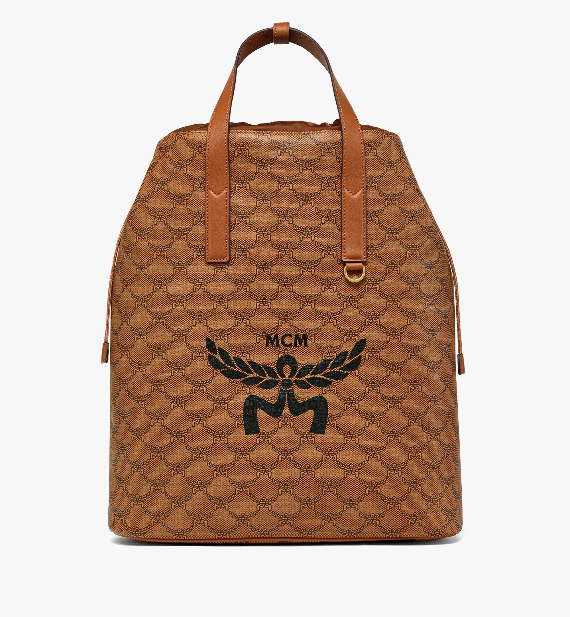 Vintage MCM Classic Brown Monogram Kelly Bag With Golden Logo 
