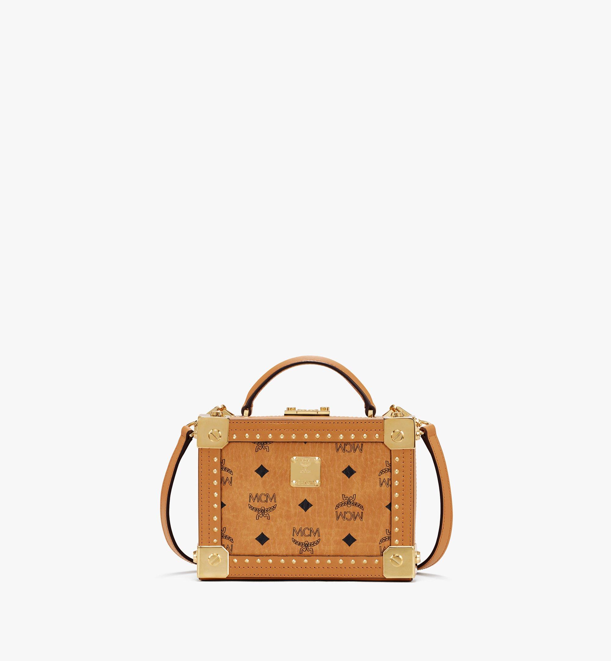 MCM Visetos Mini Heritage Top Handle Satchel Cognac 960391