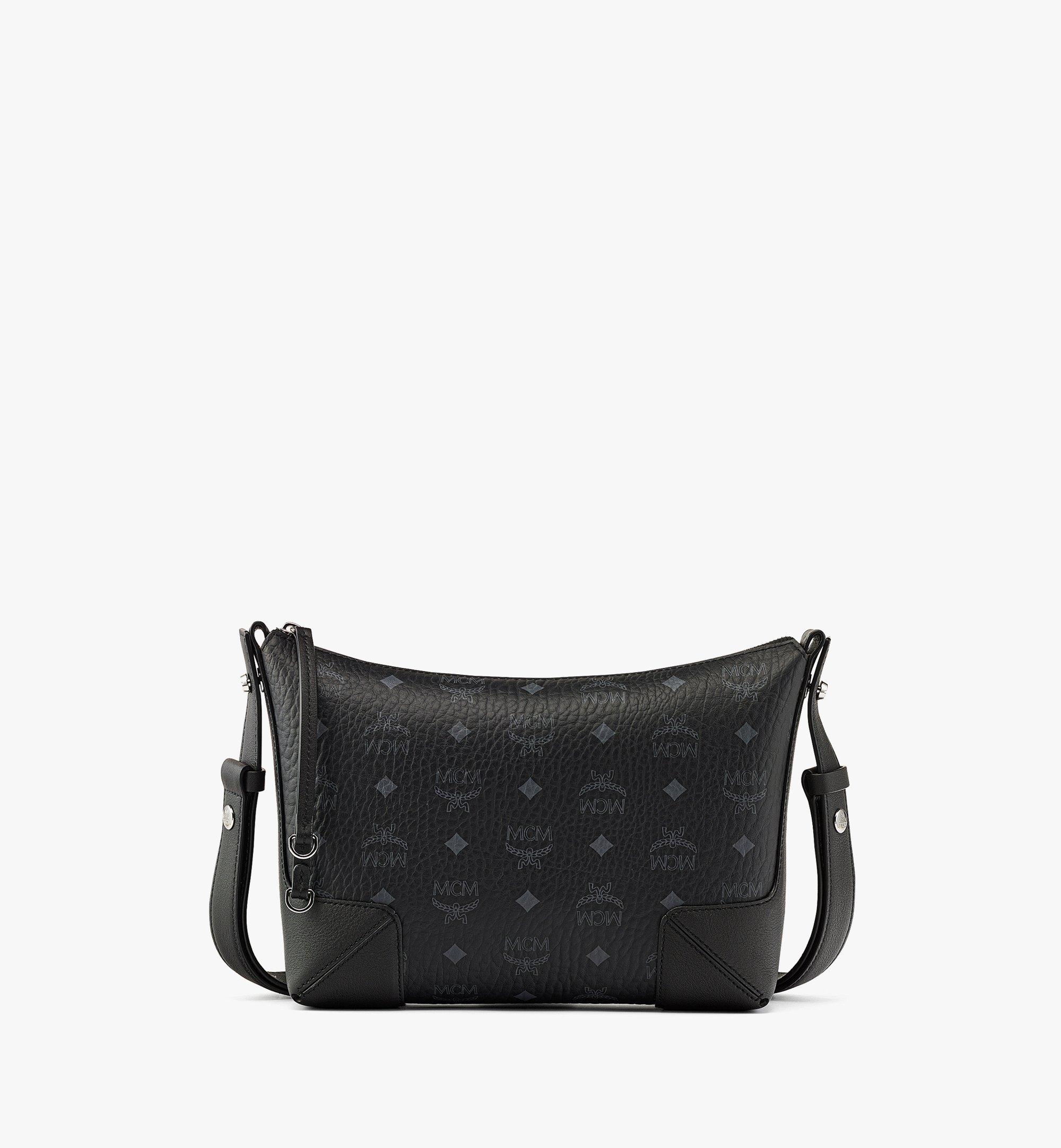 MCM L86416 Womens Black Visetos Shoulder Bag Size 11.5x8.5x1 in