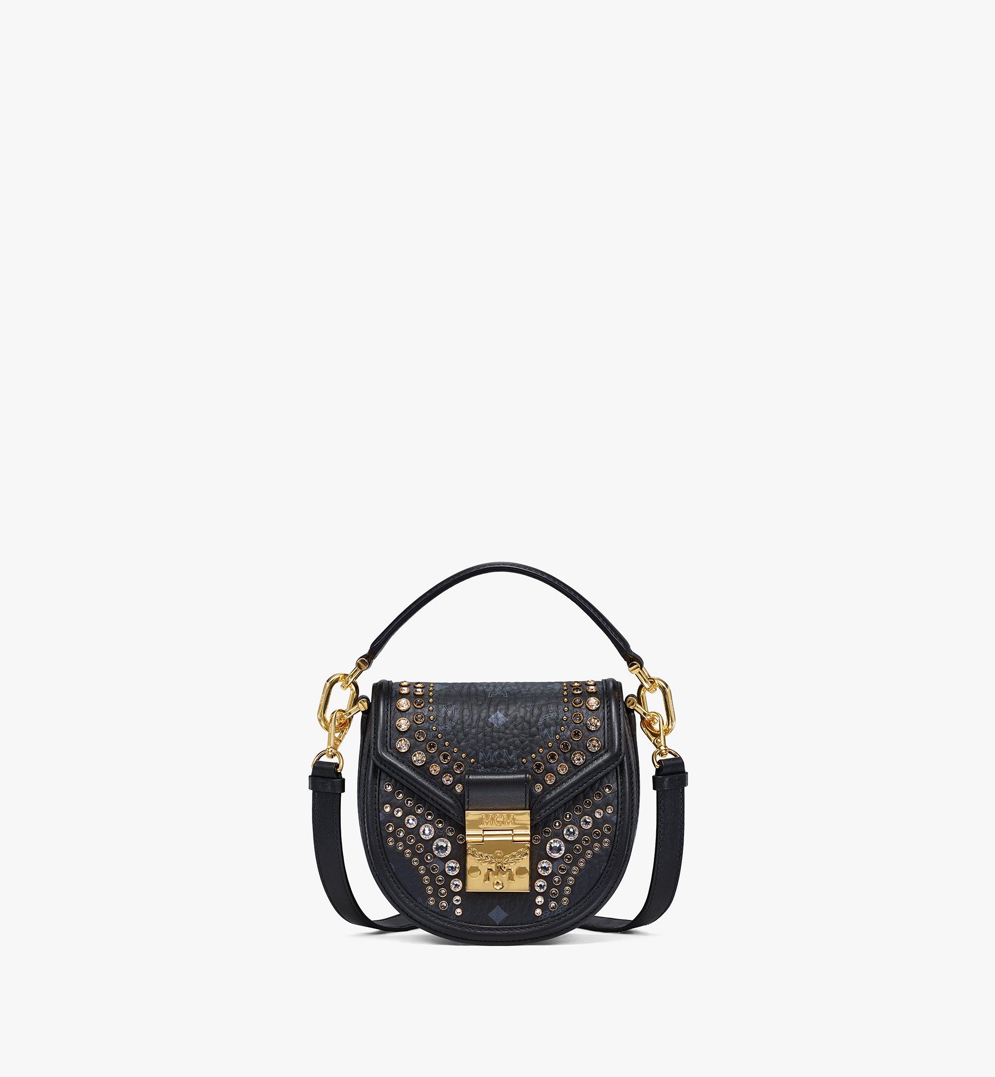 MCM Patricia Visetos Saddle Bag in Black