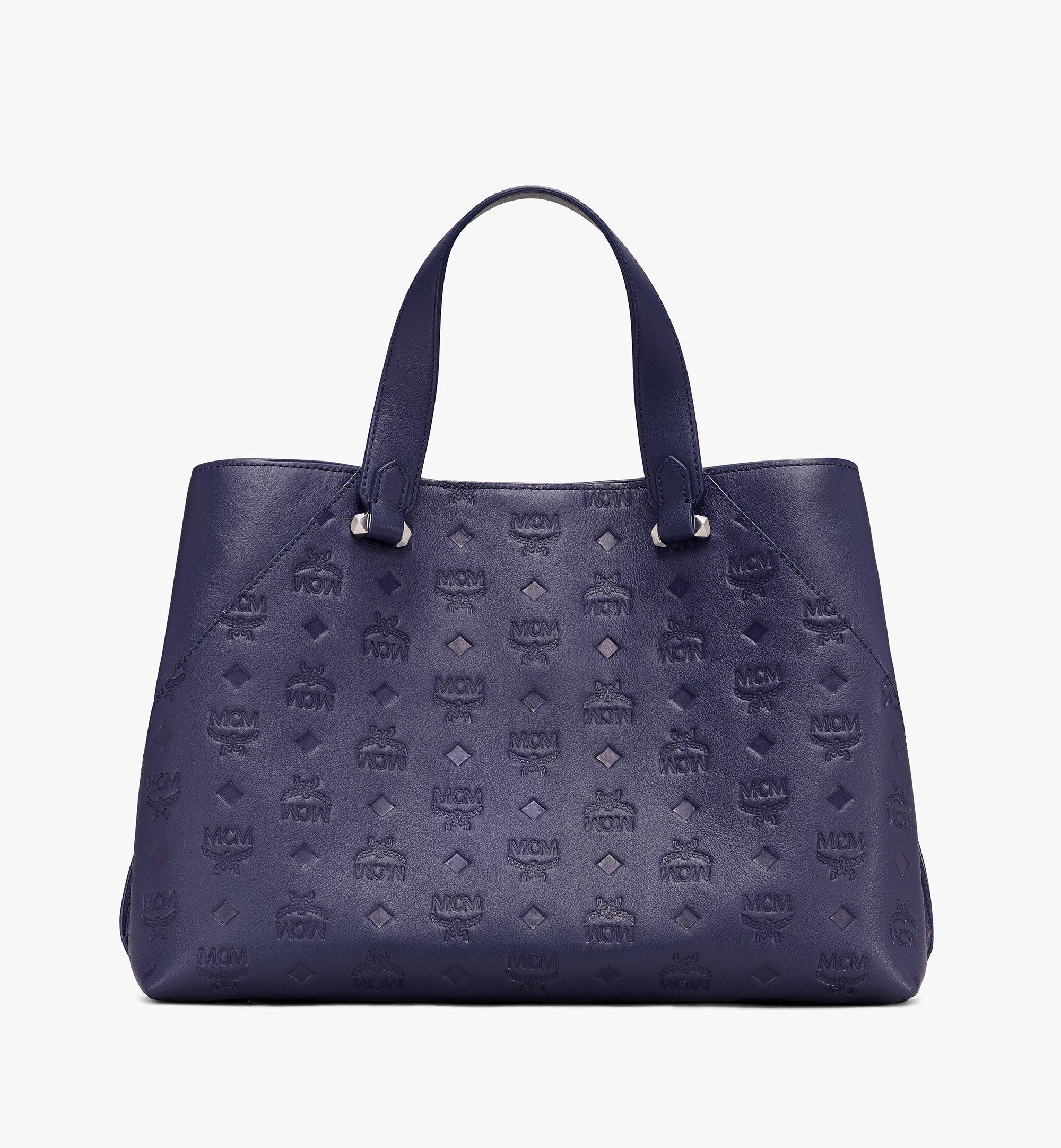 Large Essential Tote Bag in Monogram Leather Navy Blue | MCM® SG