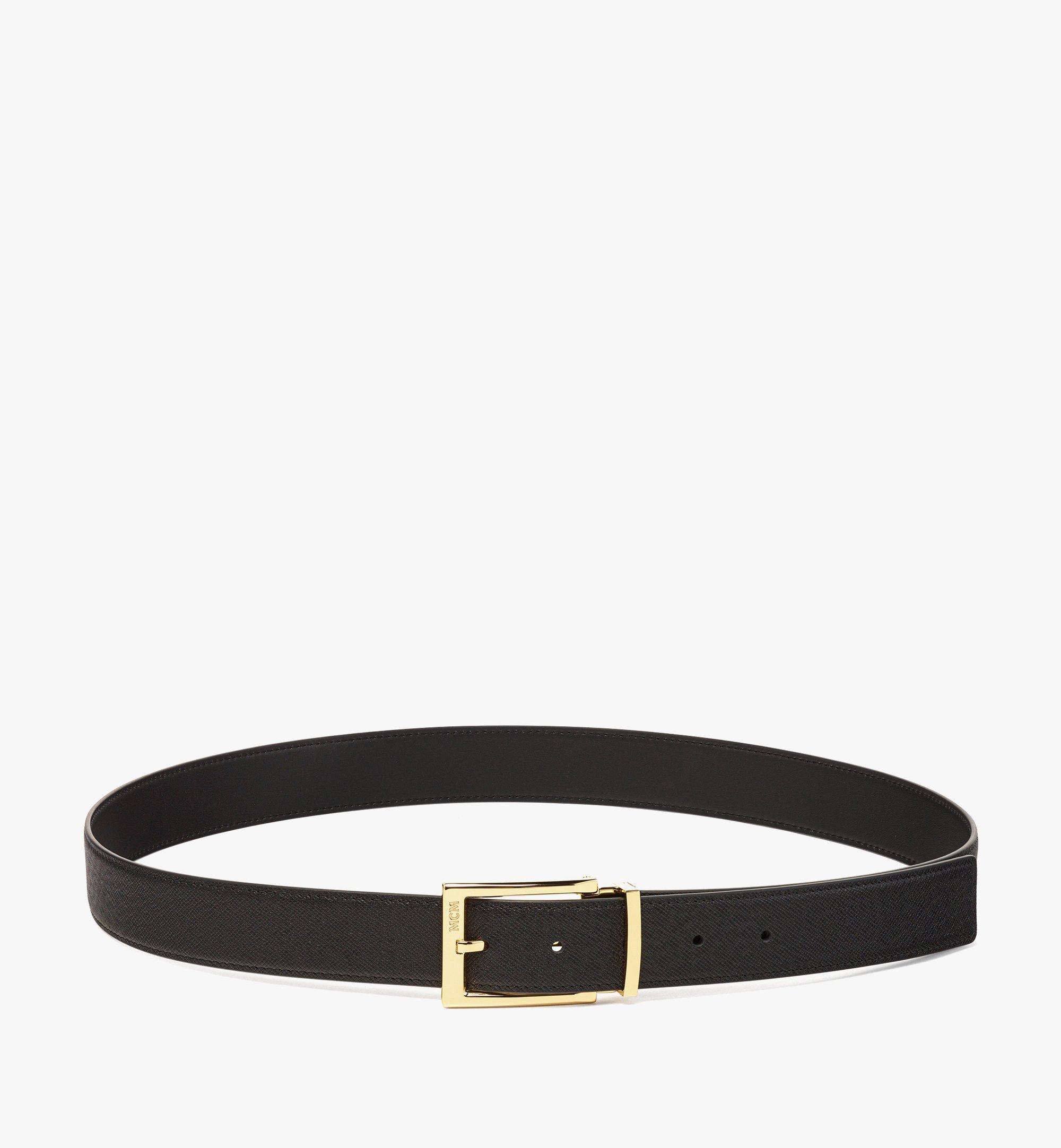 Saint Laurent Monogram Narrow Belt With Square Buckle In Nappa Leather White /Gold