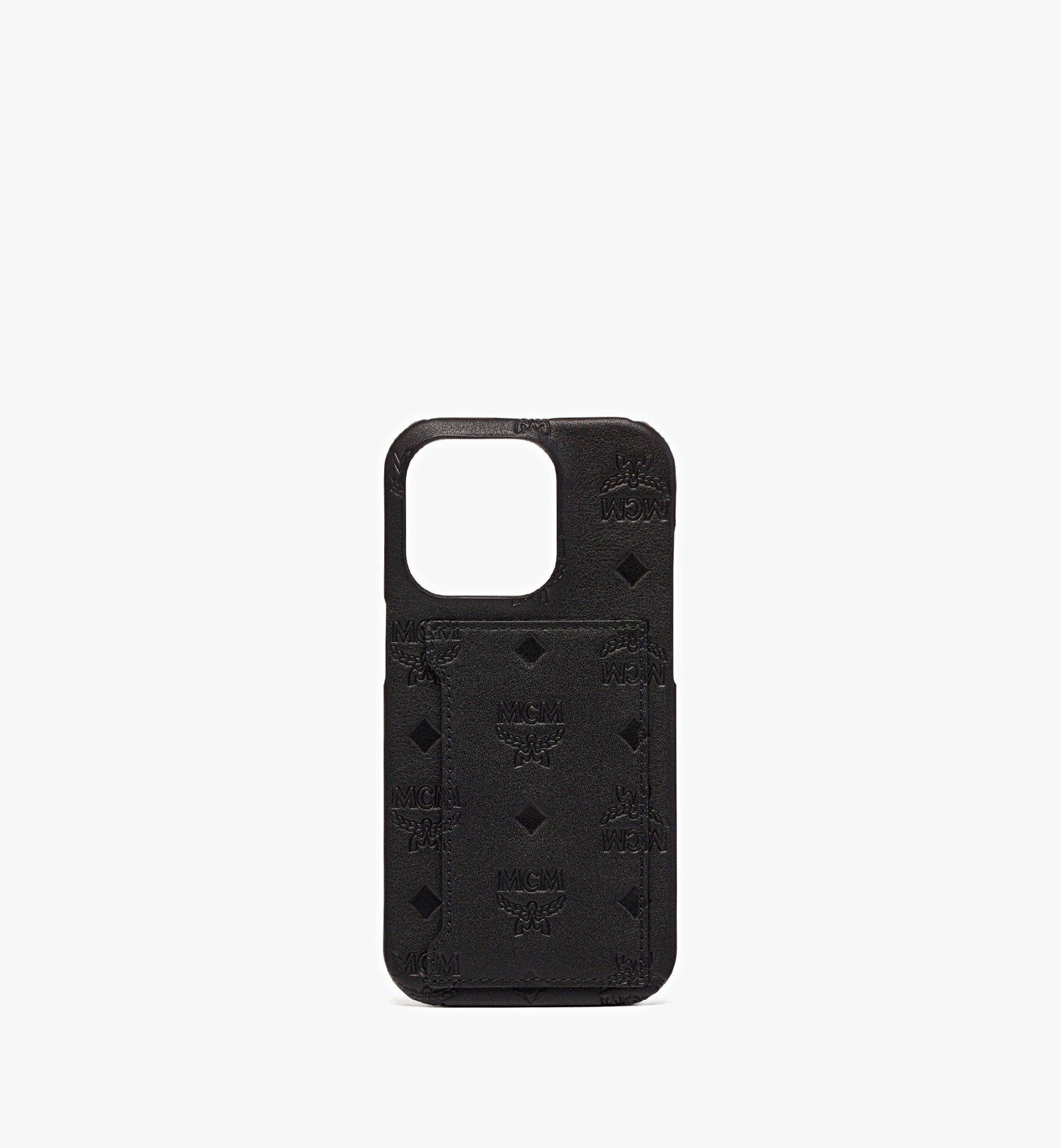 เคส iPhone 14 Pro ทำจากหนังประทับลายโมโนแกรม