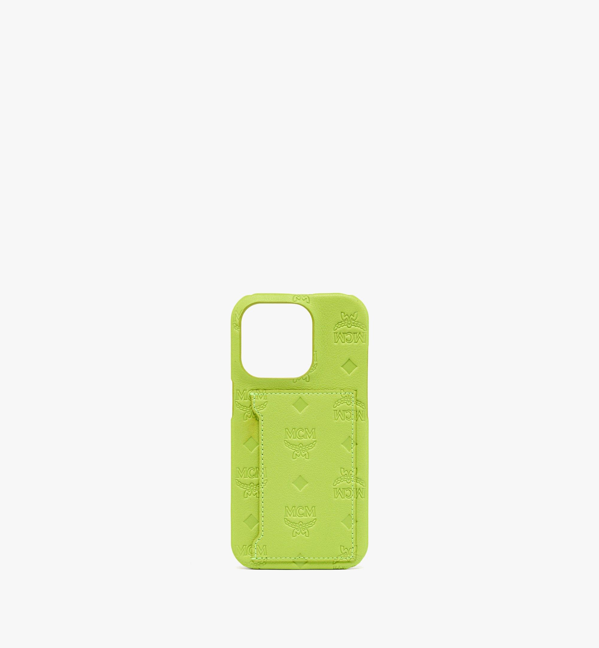 iPhone 14 Pro Case in Embossed Monogram Leather