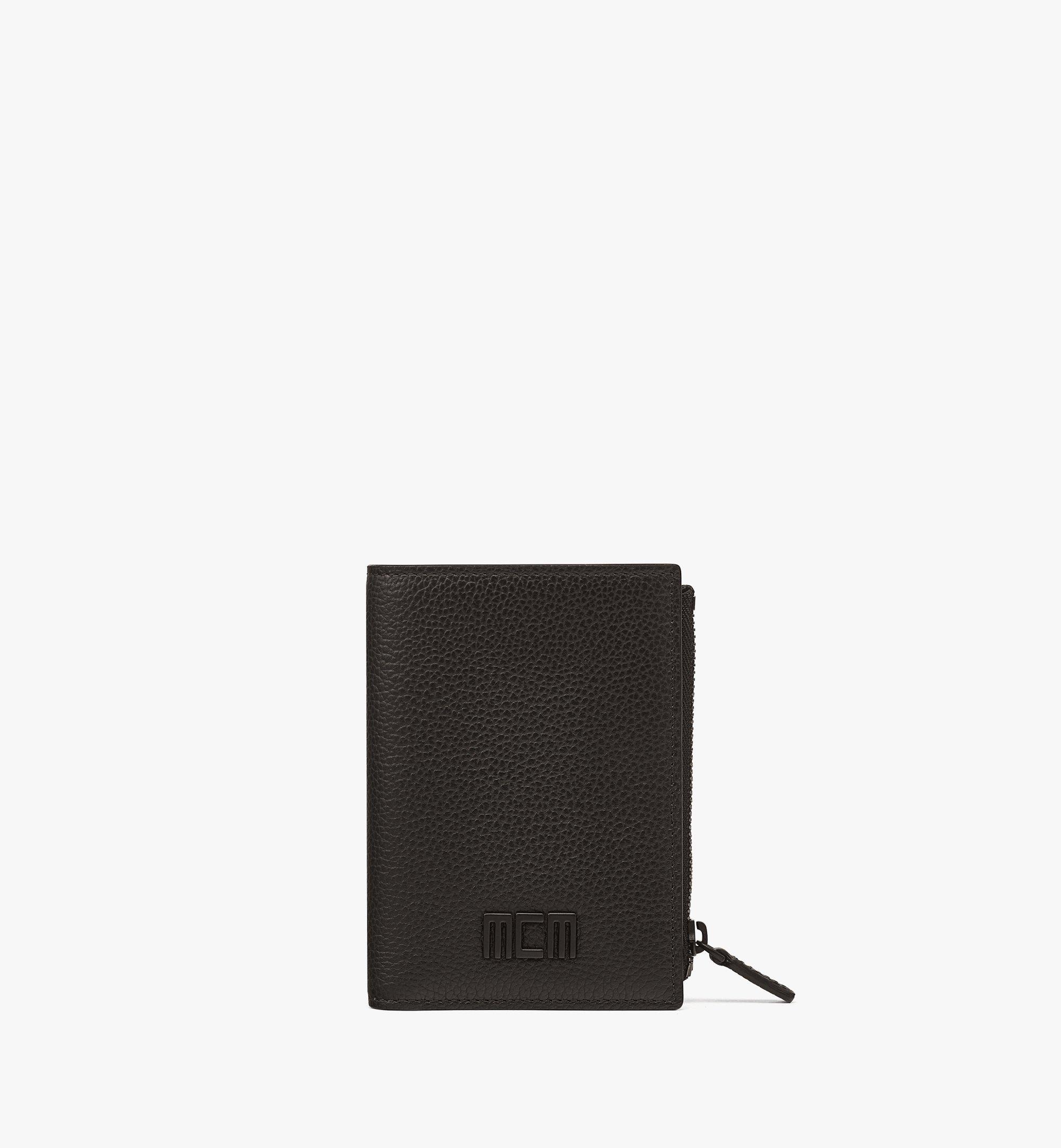 กระเป๋าสตางค์พับสองทบ MCM Tech ทำจากหนังสเปนประทับลาย