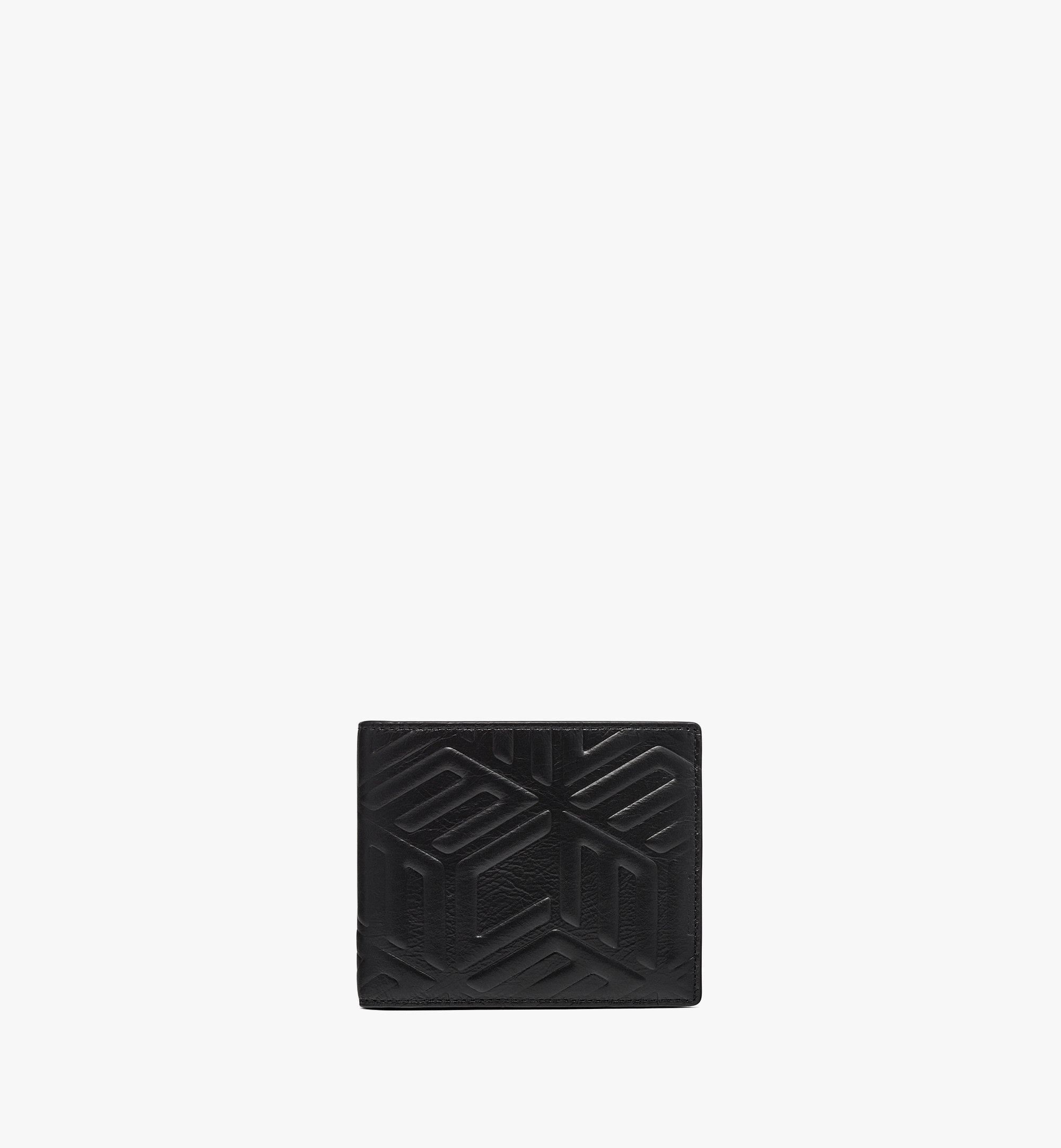 Portefeuille Aren à deux volets à monogramme cubique en cuir effet craquelé