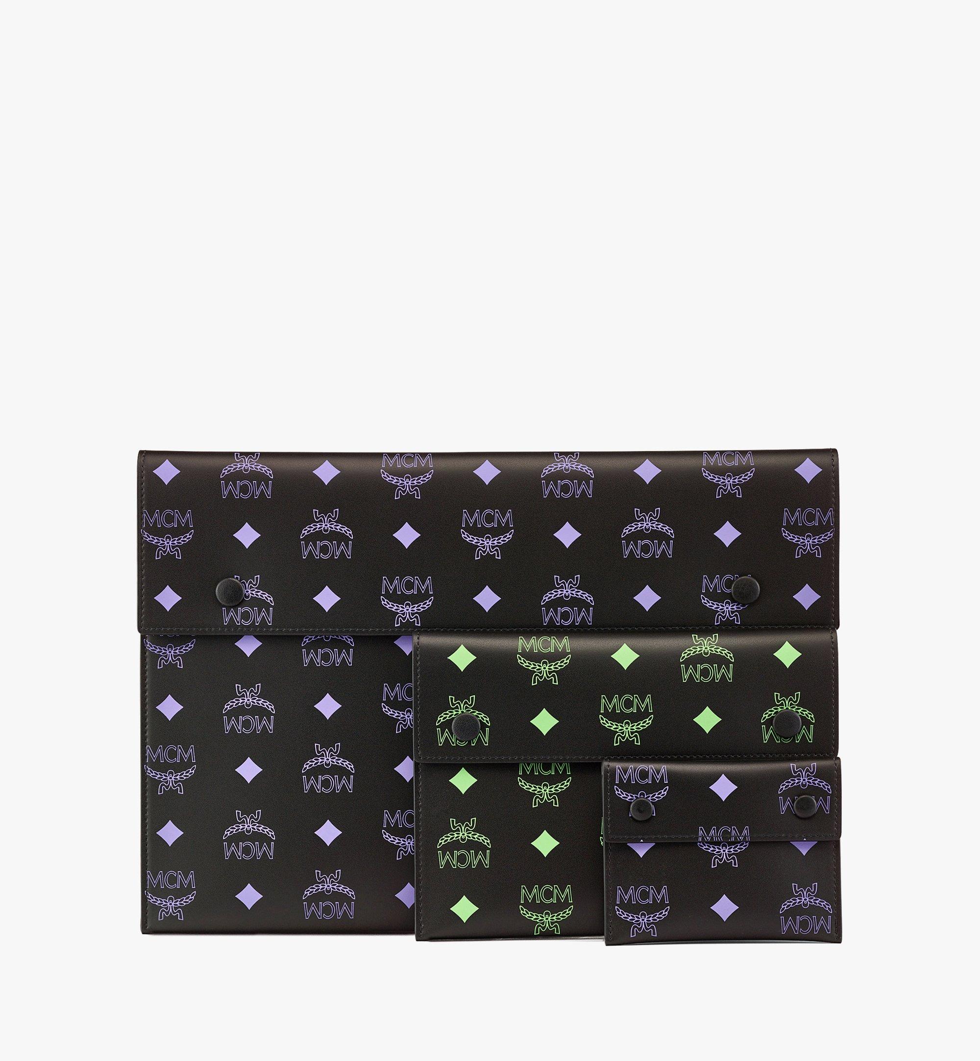 Pouch Trio in Color Splash Logo Leather