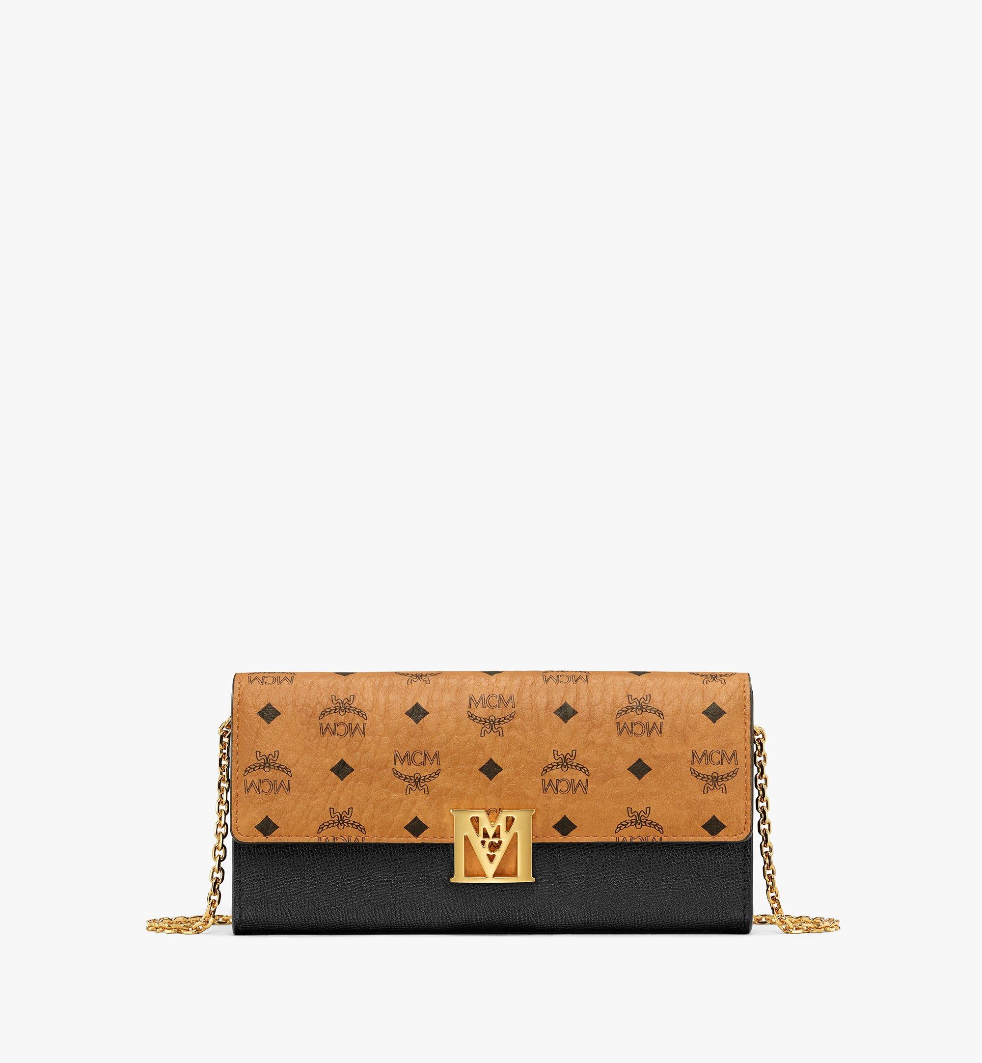 Mena Crossbody Wallet in Visetos Leather Block