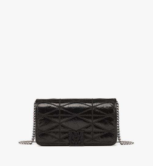 Travia Quilted Chain Wallet in Crushed Leather