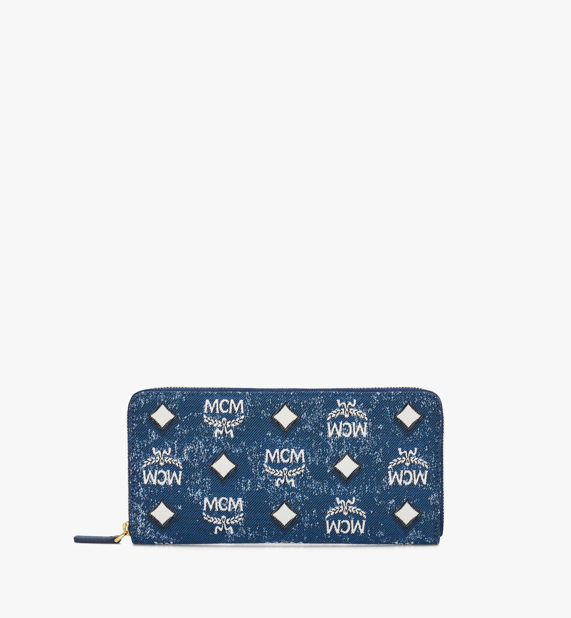 Zip Around Wallet in Vintage Denim Jacquard
