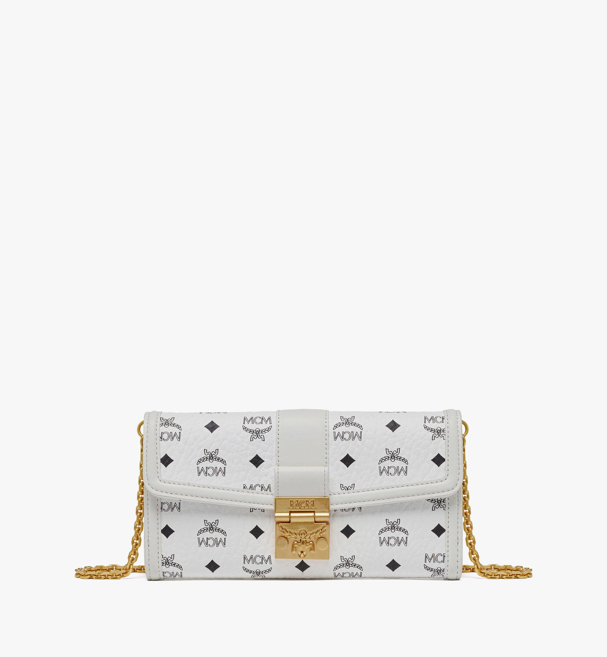 MCM Visetos Chain Wallet Crossbody Beige 1233762