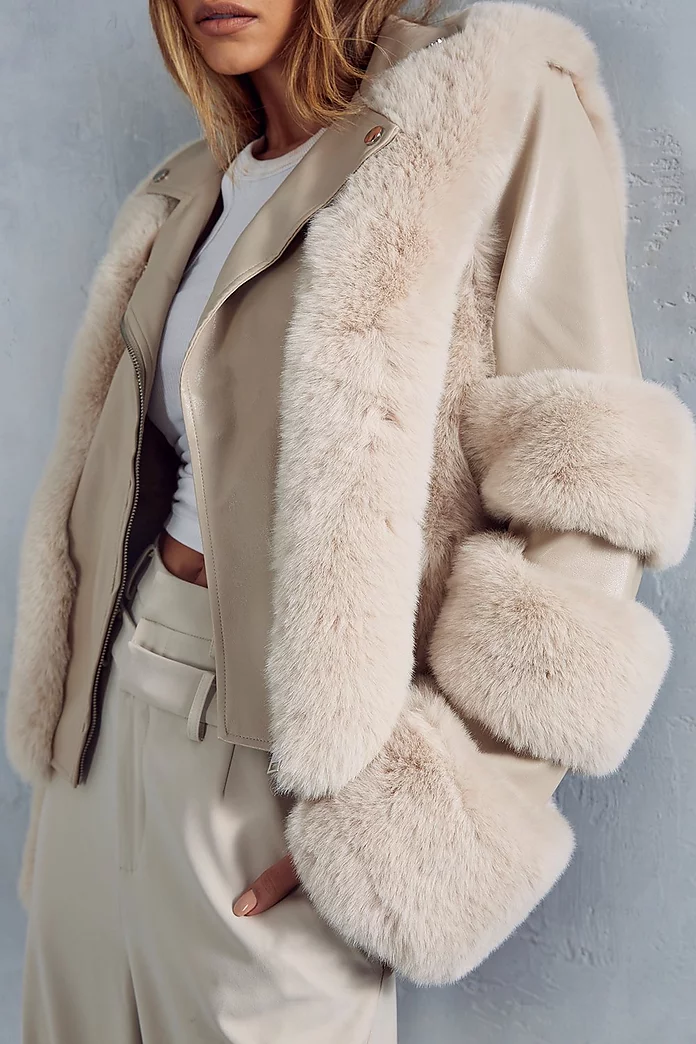 discount 57% WOMEN FASHION Coats Fur Noisy May Long coat Beige M 