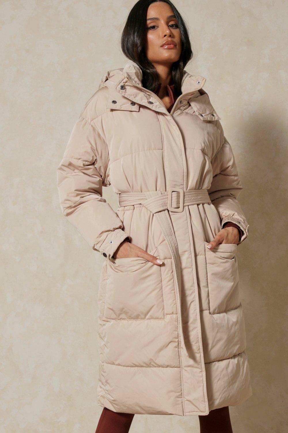 longline belted padded coat