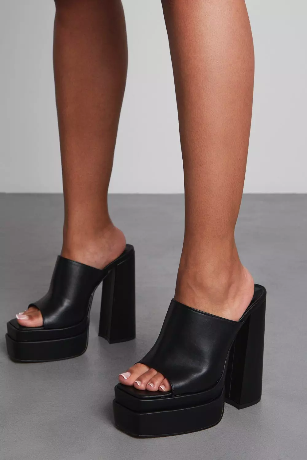 Platform shop mule heels