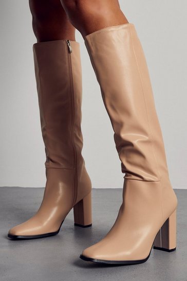 Pointed Knee High Heeled Boots