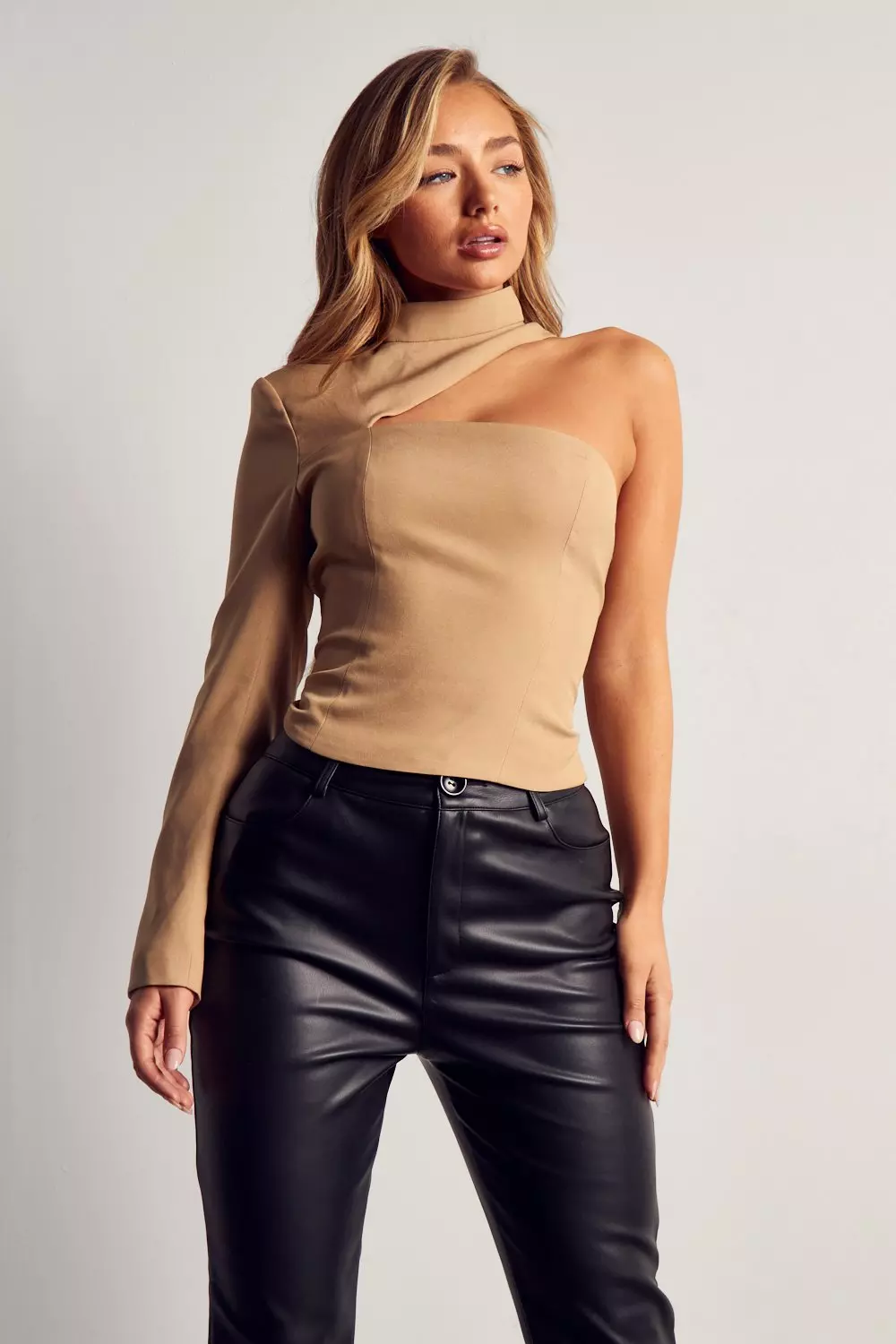 One sleeve cut out top hot sale