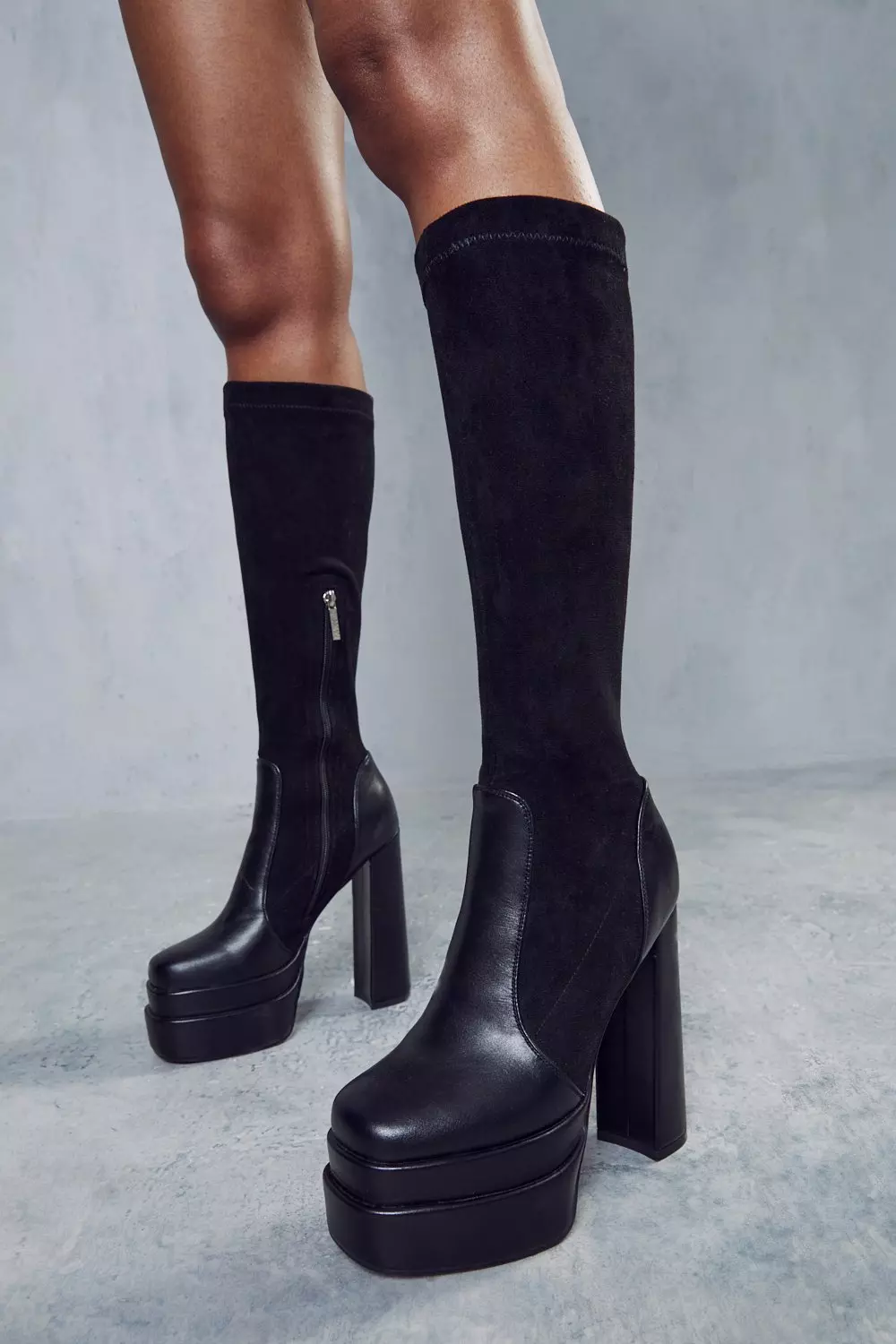 suede platform boots knee high