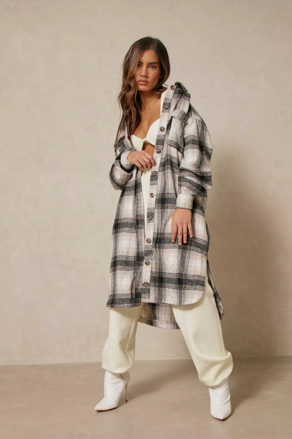 Victoria Womens Brushed Check Shacket