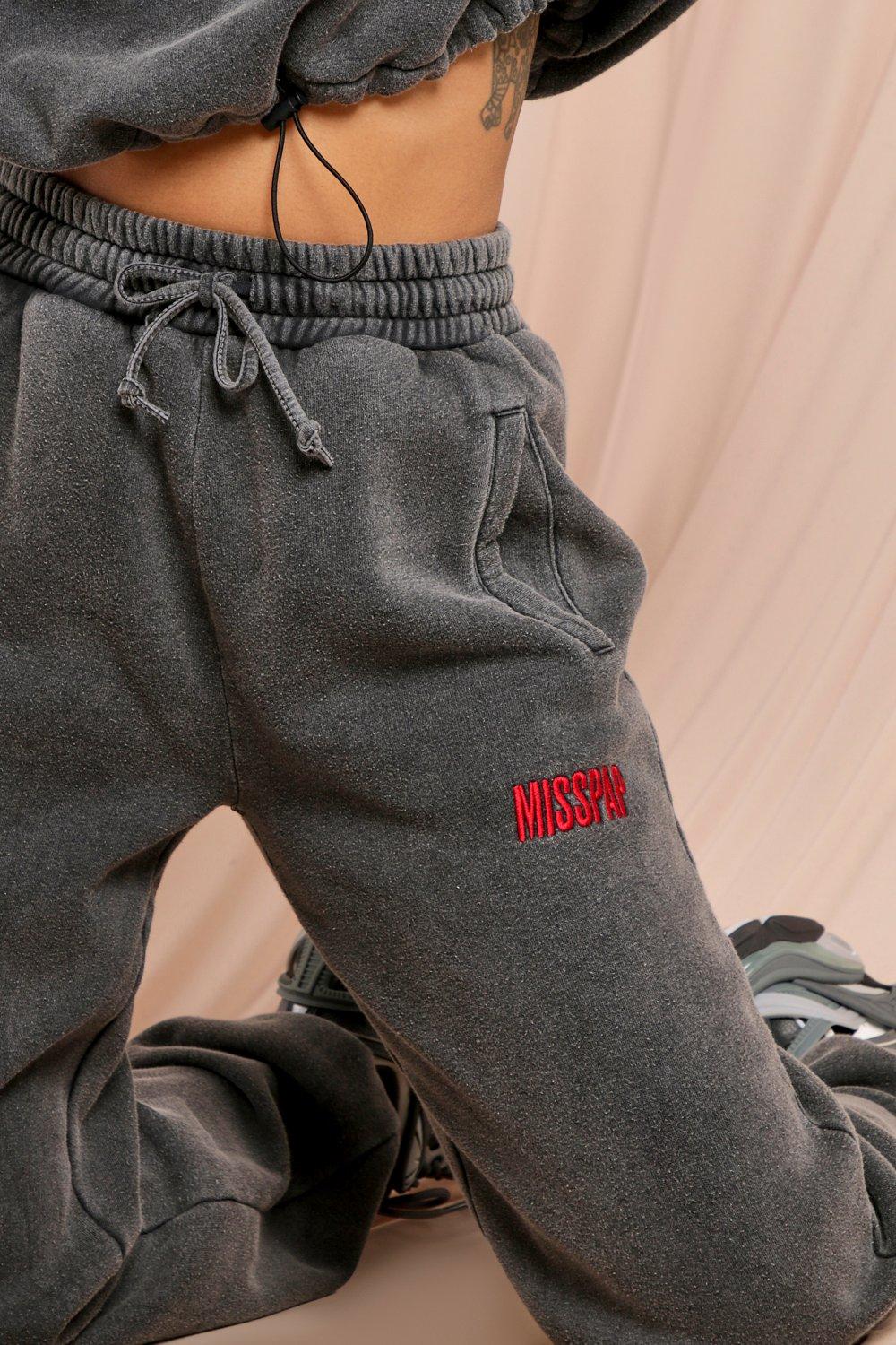 black branded joggers