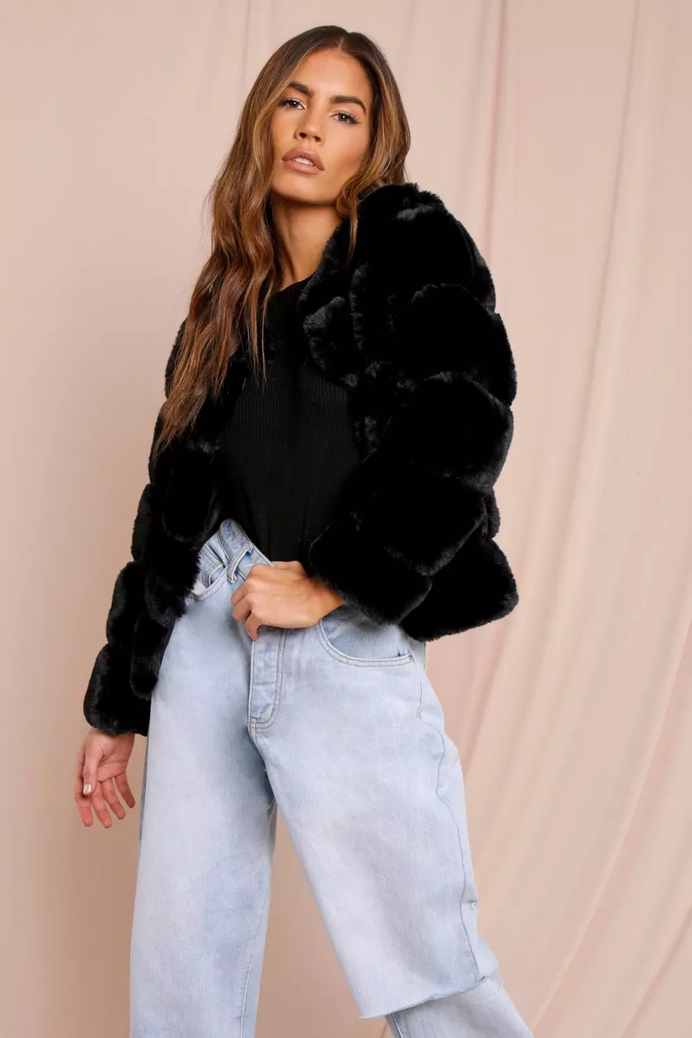 Faux Fur Layered Crop Jacket | Misspap UK