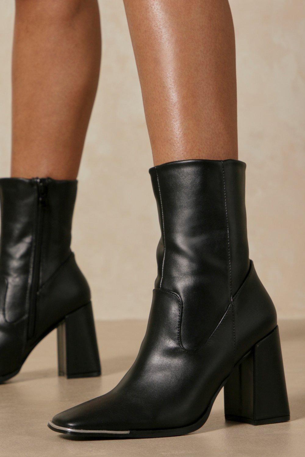 leather look ankle boots