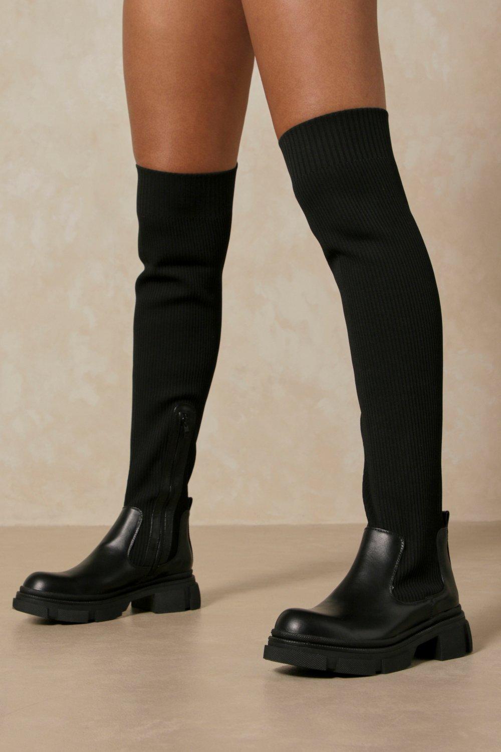 knit knee high boots