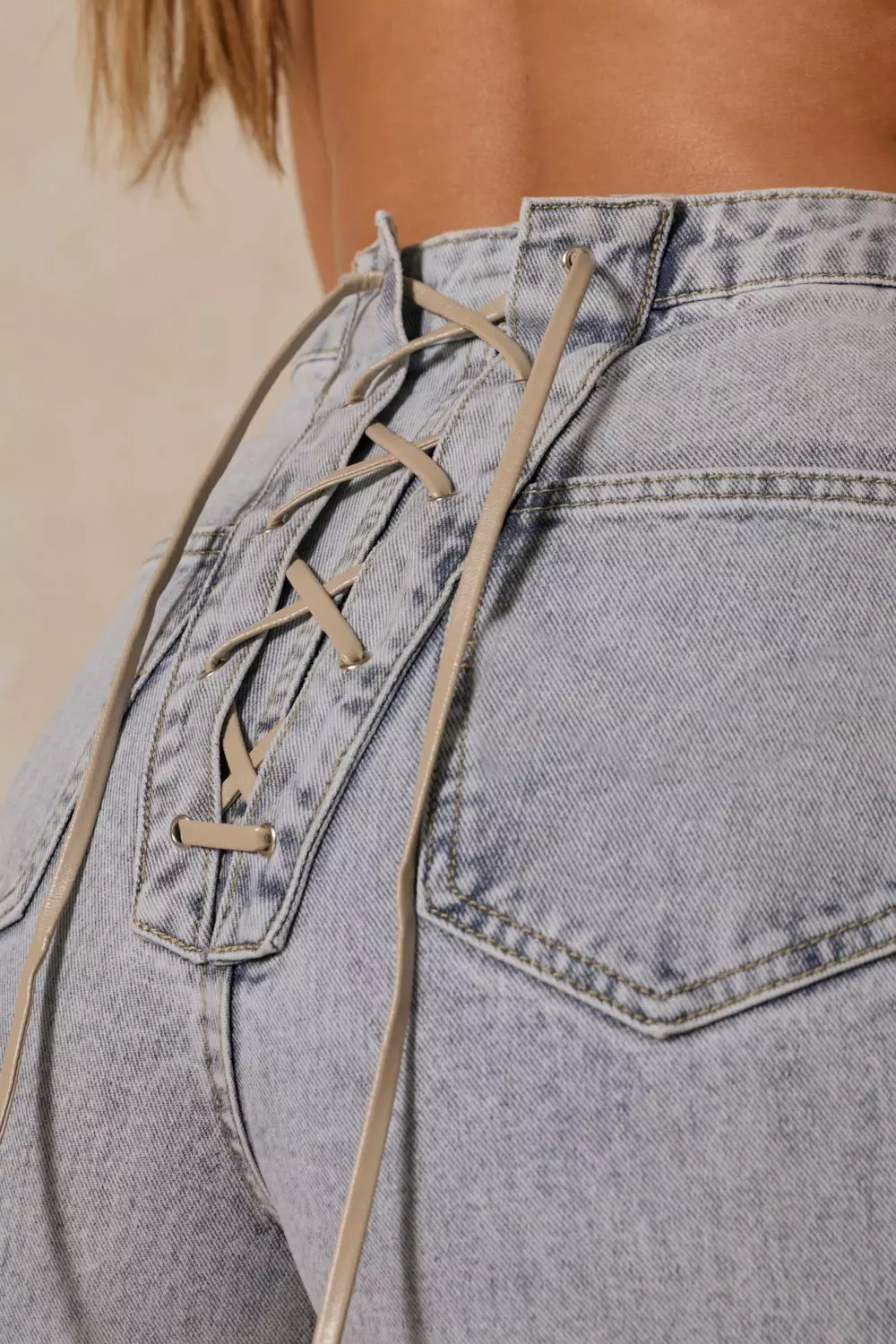 Mount Bank filthy Invitere Lace Up Back Detail Jeans | Misspap UK