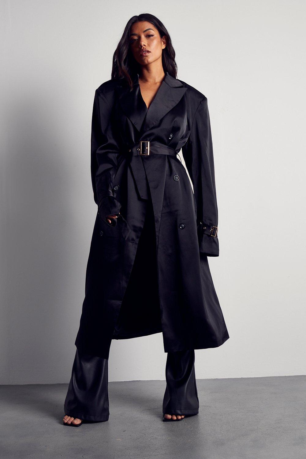 Premium Satin Trench Coat | Misspap UK