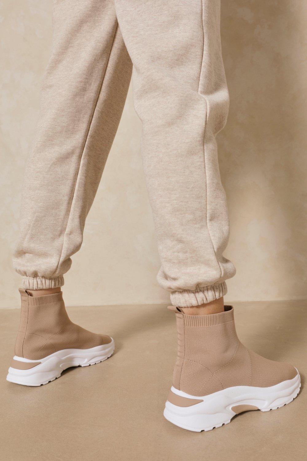 white chunky high top trainers