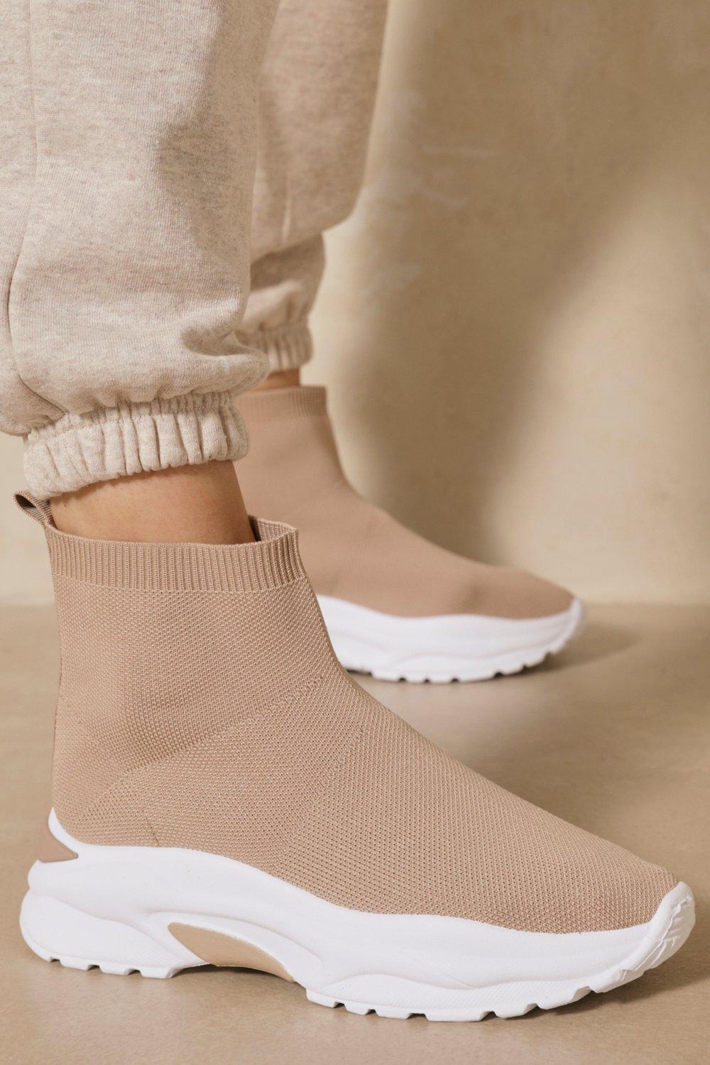 white chunky high top trainers