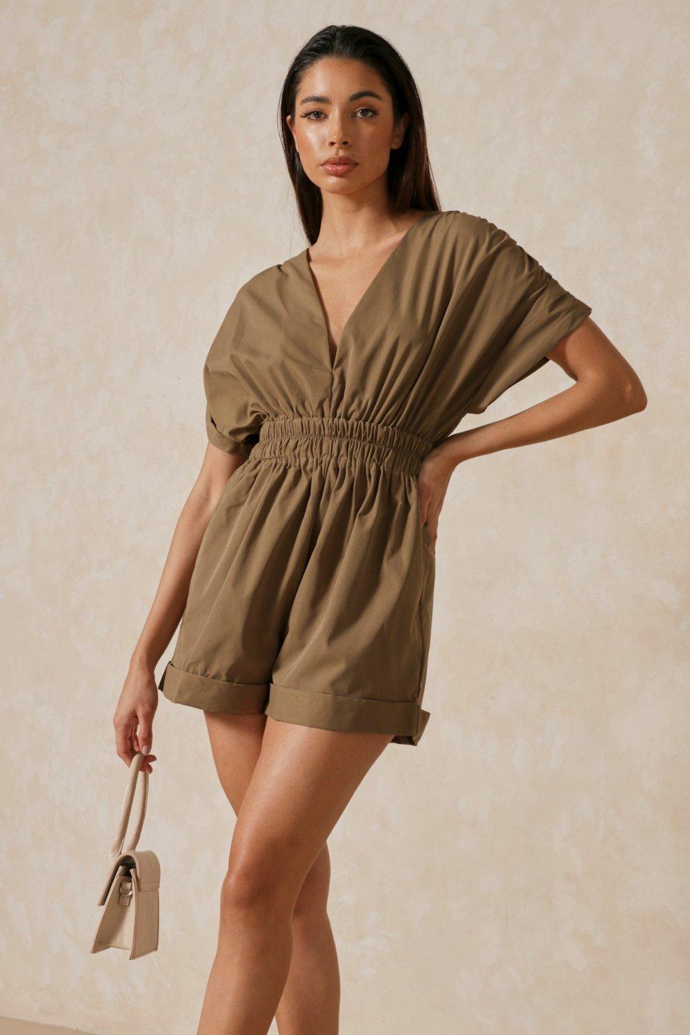 khaki romper dress