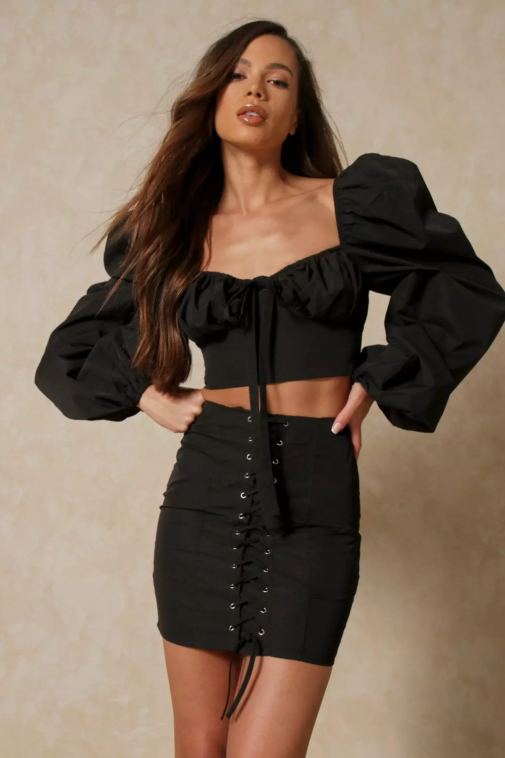 Lace Up Corset Style Mini Skirt | Misspap Ireland