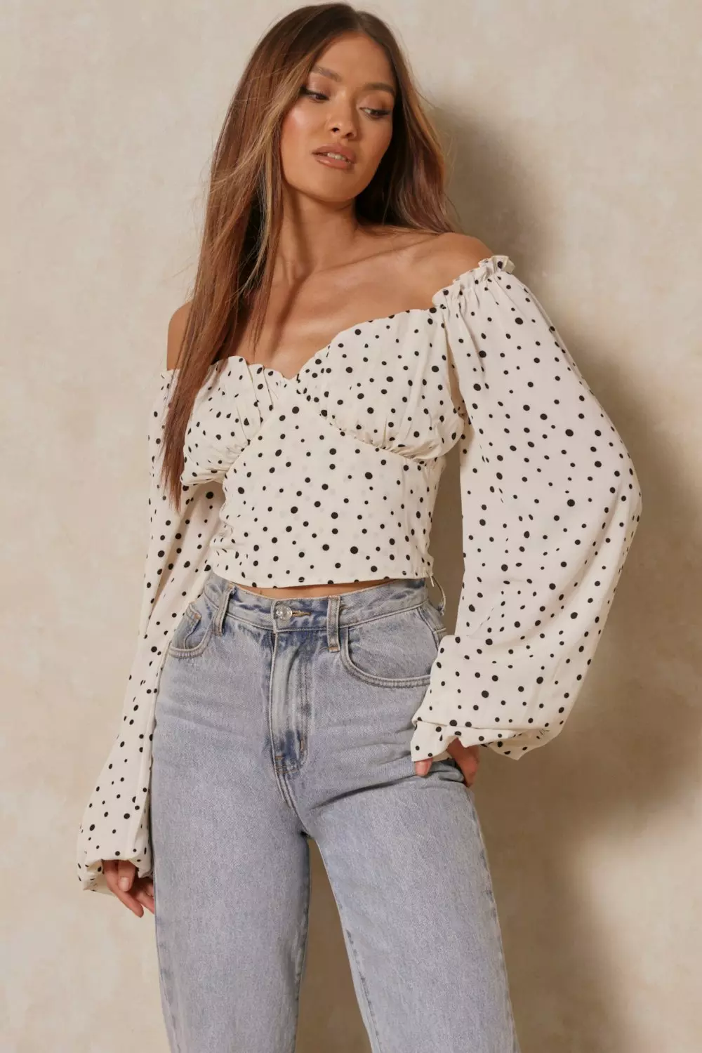 Off The Shoulder Polka Dot Blouse, Fashion & Style