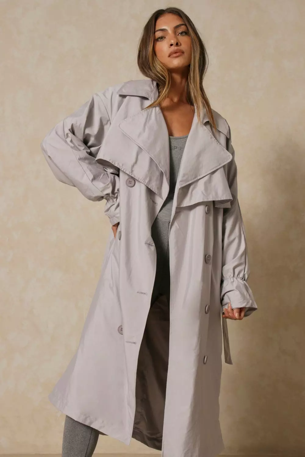 Ruched Back And Sleeve Trench Coat | Misspap UK