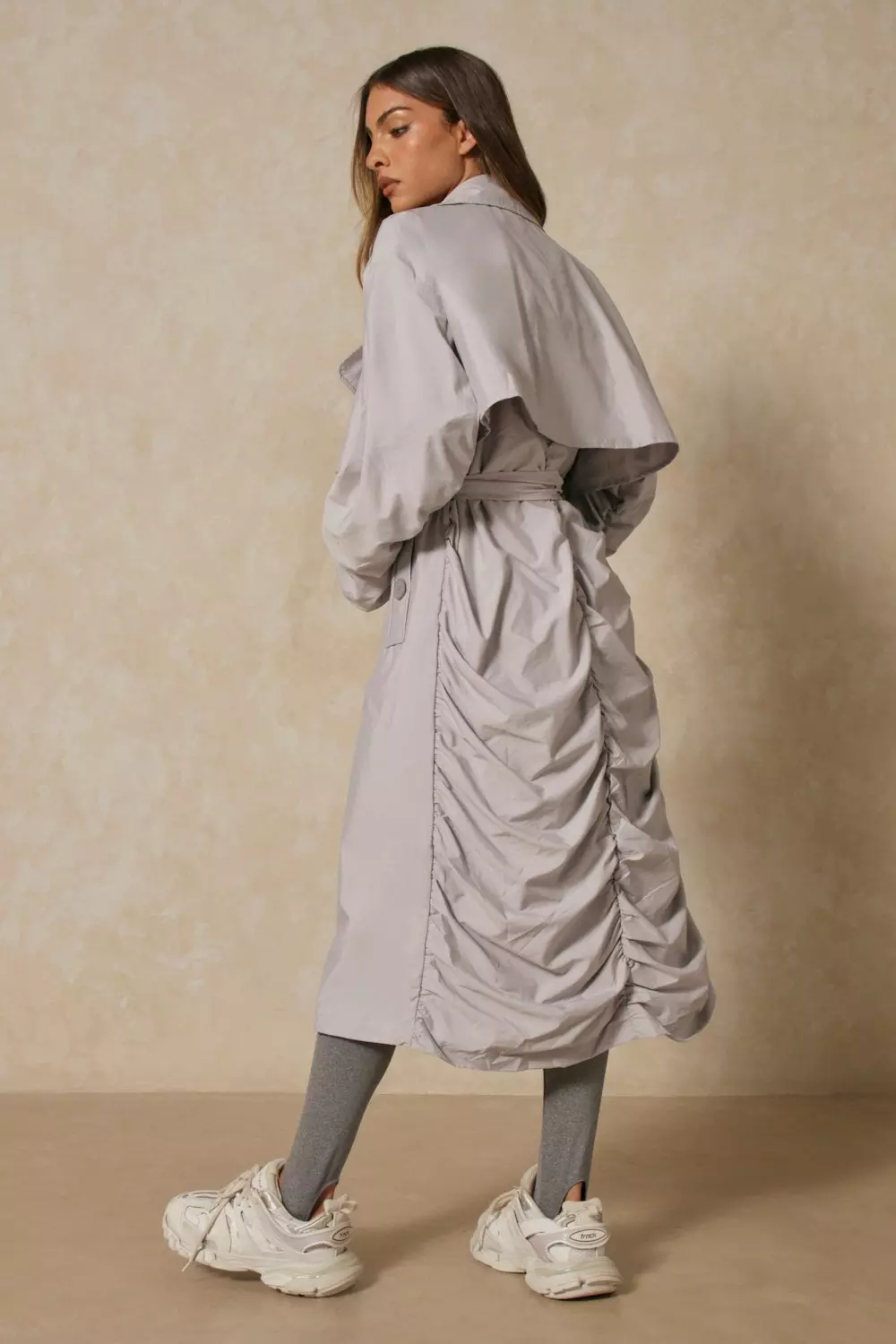 Ruched Back And Sleeve Trench Coat | Misspap UK