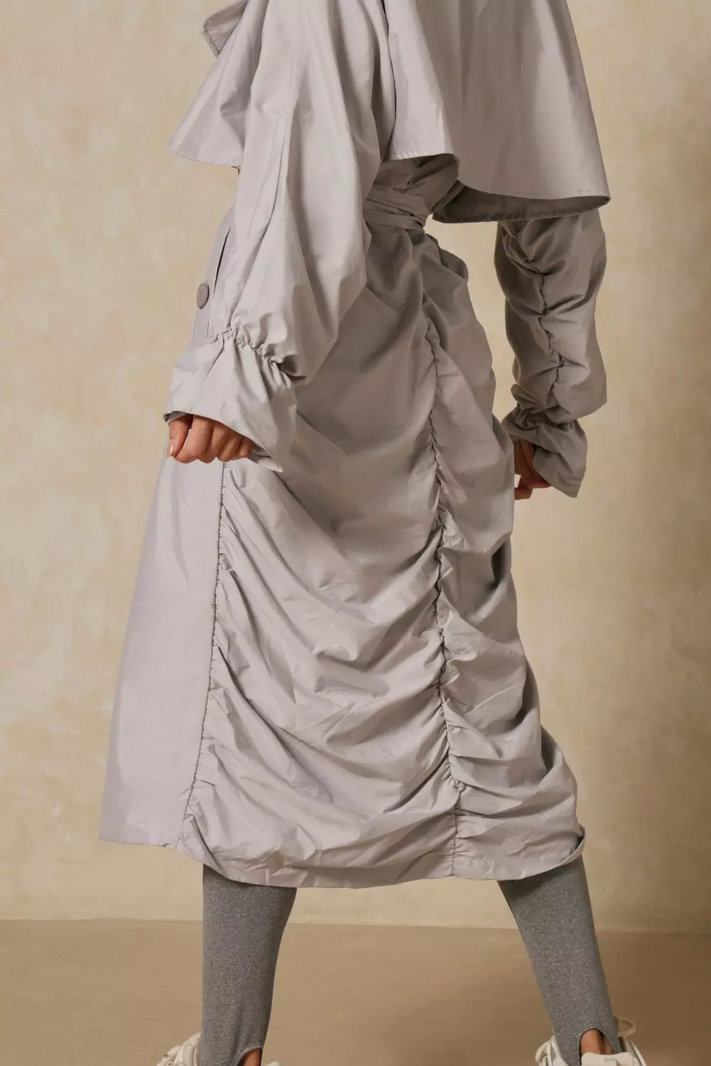 Ruched Back And Sleeve Trench Coat | Misspap UK