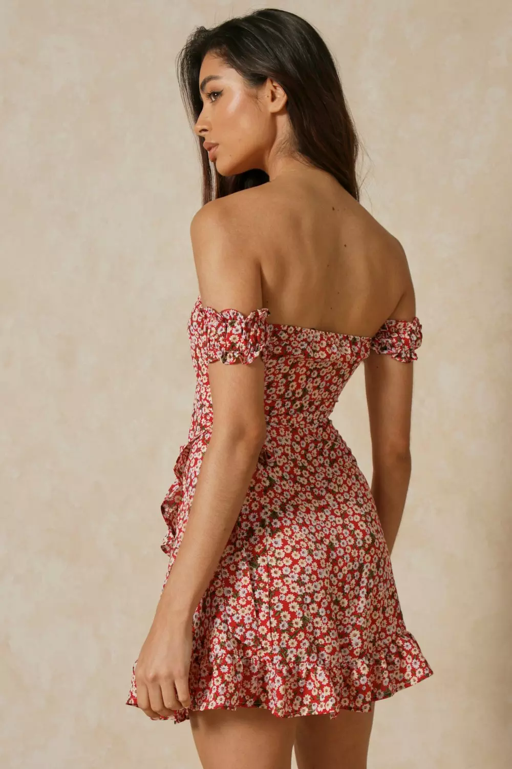 Ditsy Floral Cut Out Off The Shoulder Dress | Misspap UK