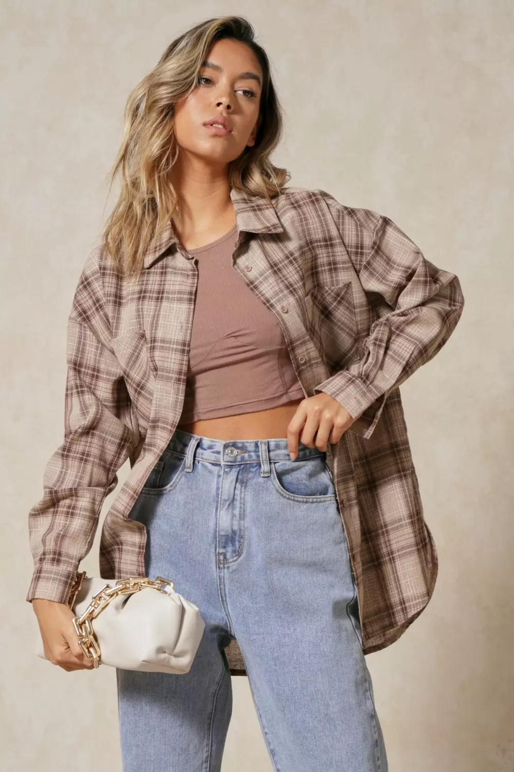 Shirt Jacket in Wool Plaid, Women's Tops