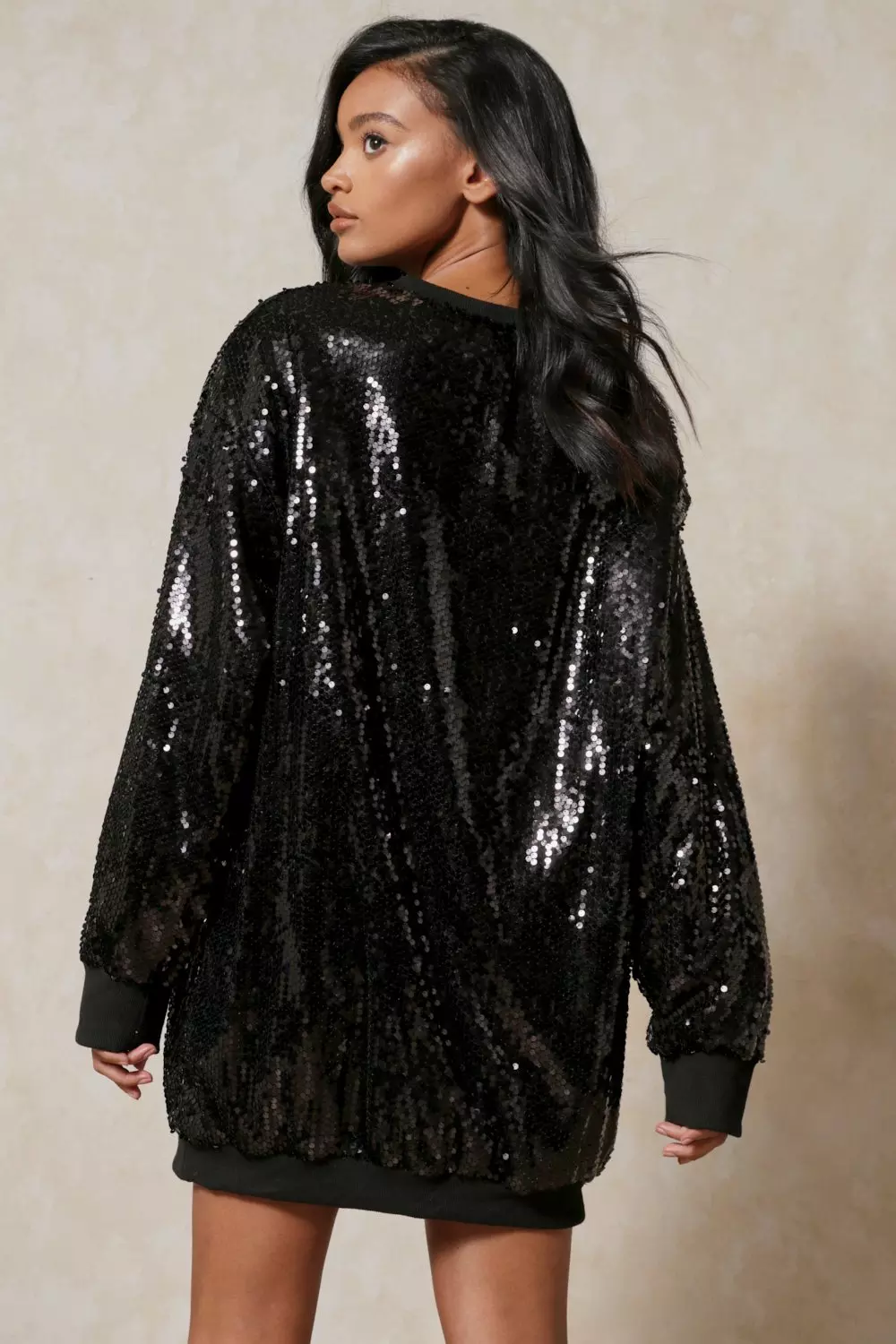 sequin hooded dress