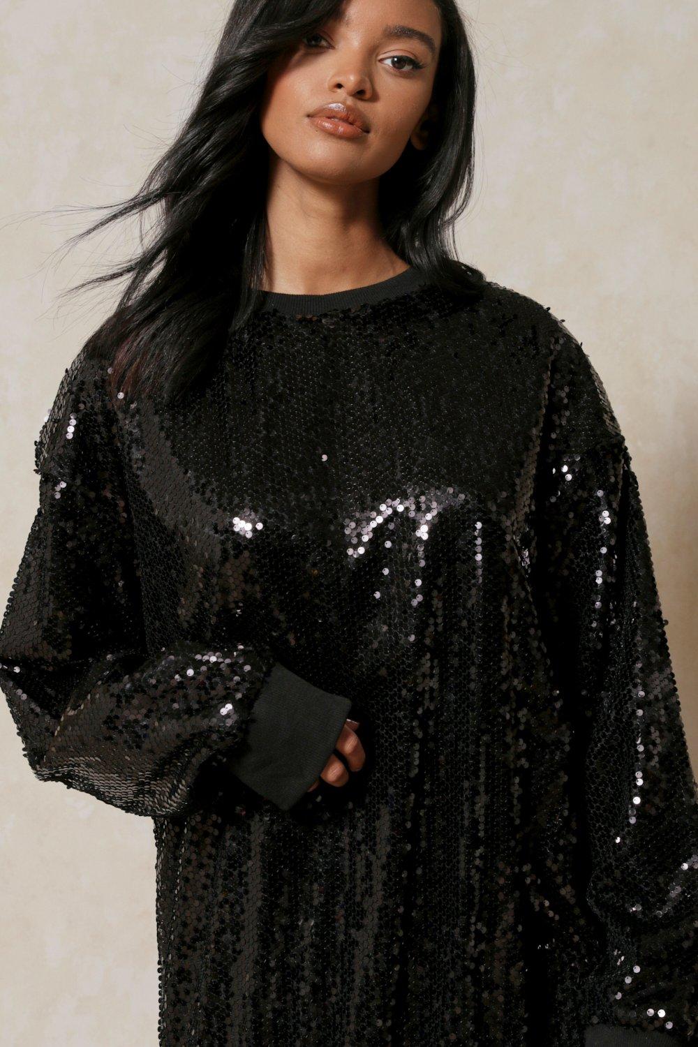 black sparkle jumper dress