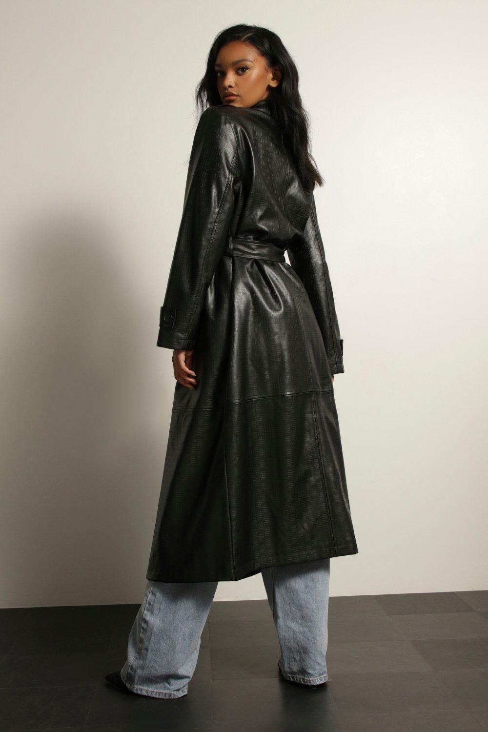 wet look trench coat