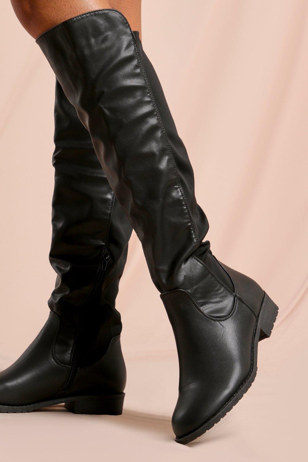 knee boots flat heel