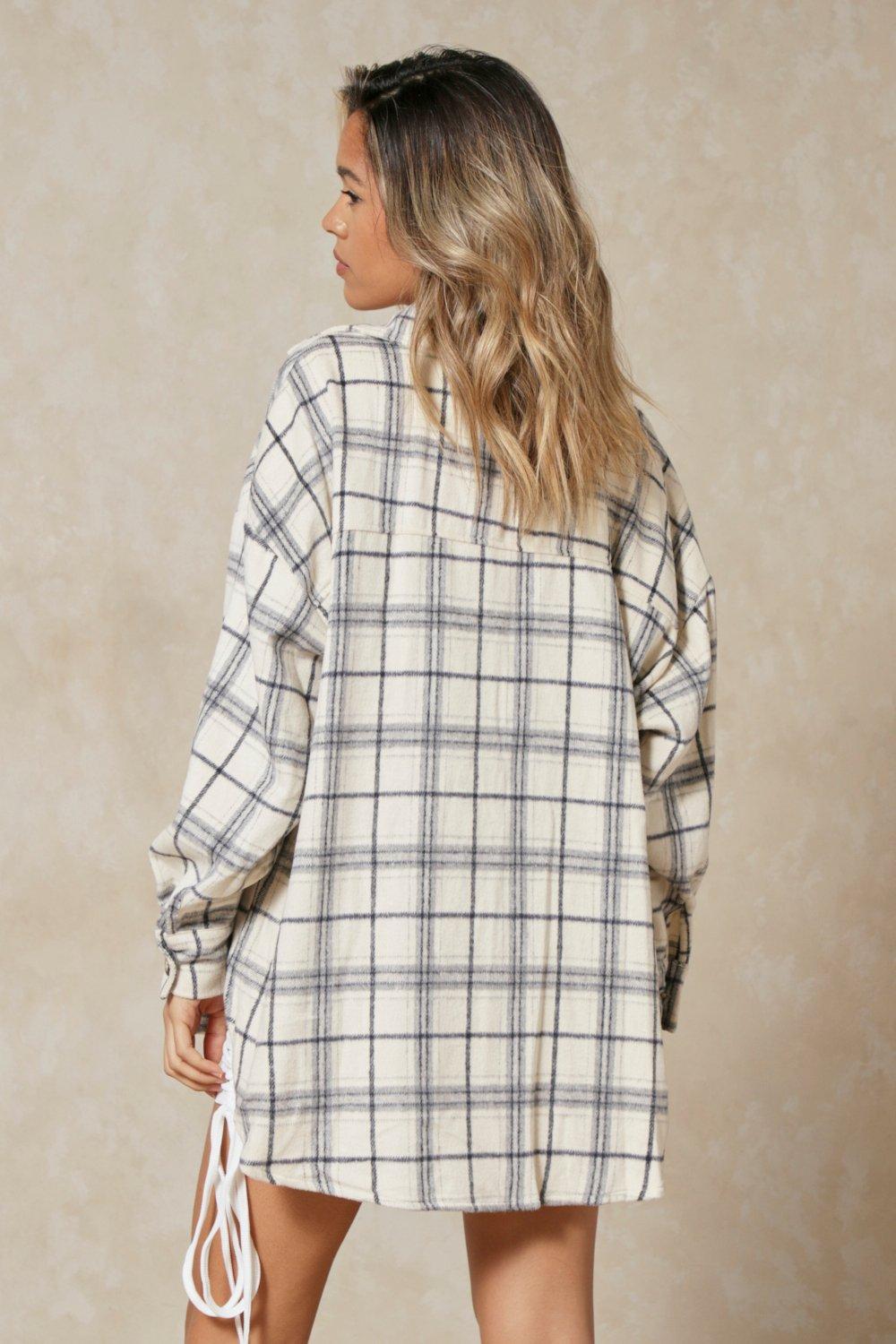 oversized checked pocket detail shacket