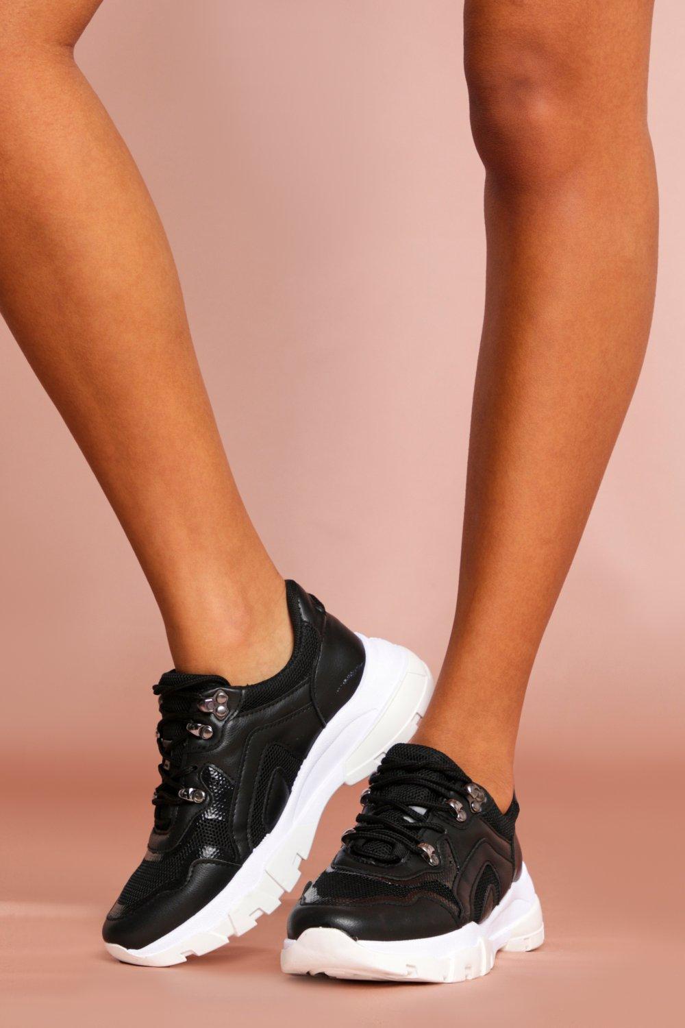 womens chunky black trainers
