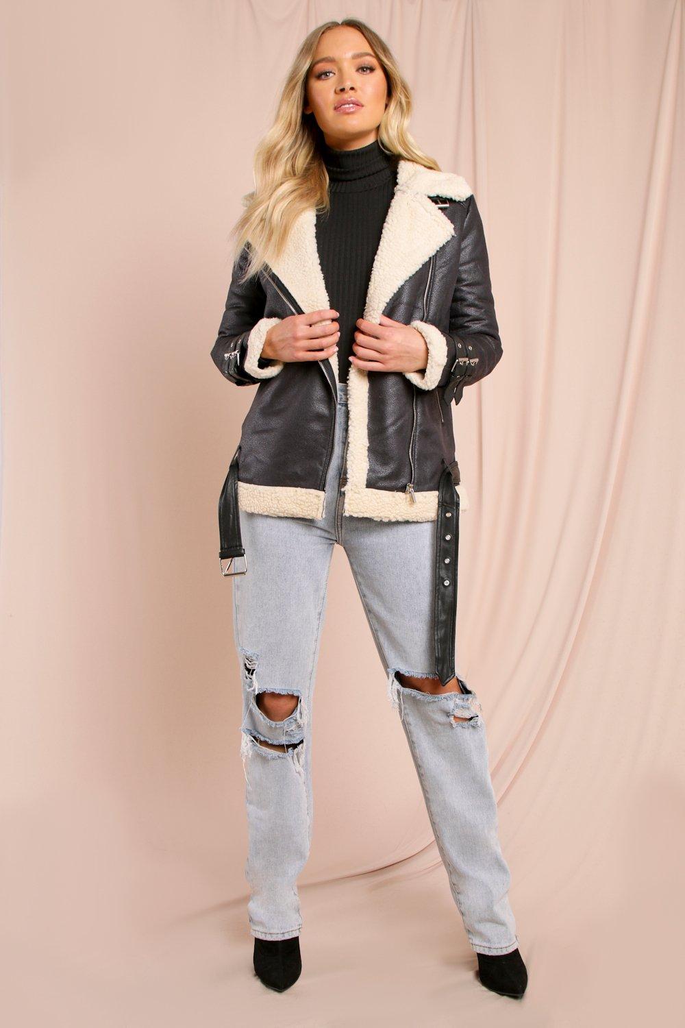 contrast aviator jacket