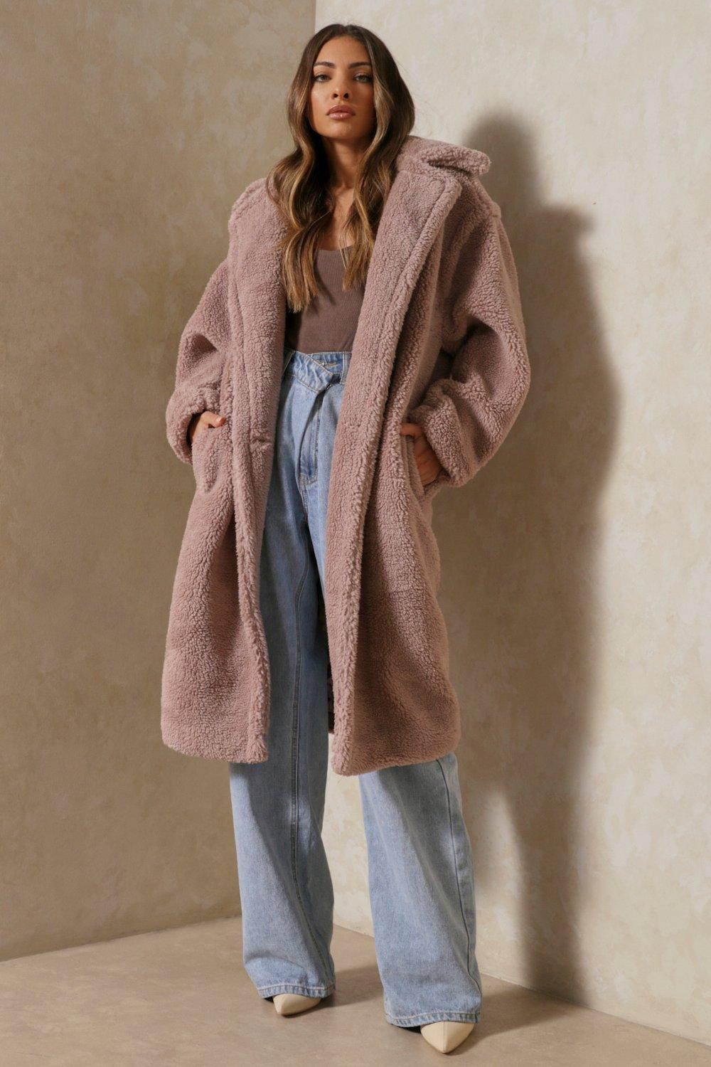 pink oversized teddy coat