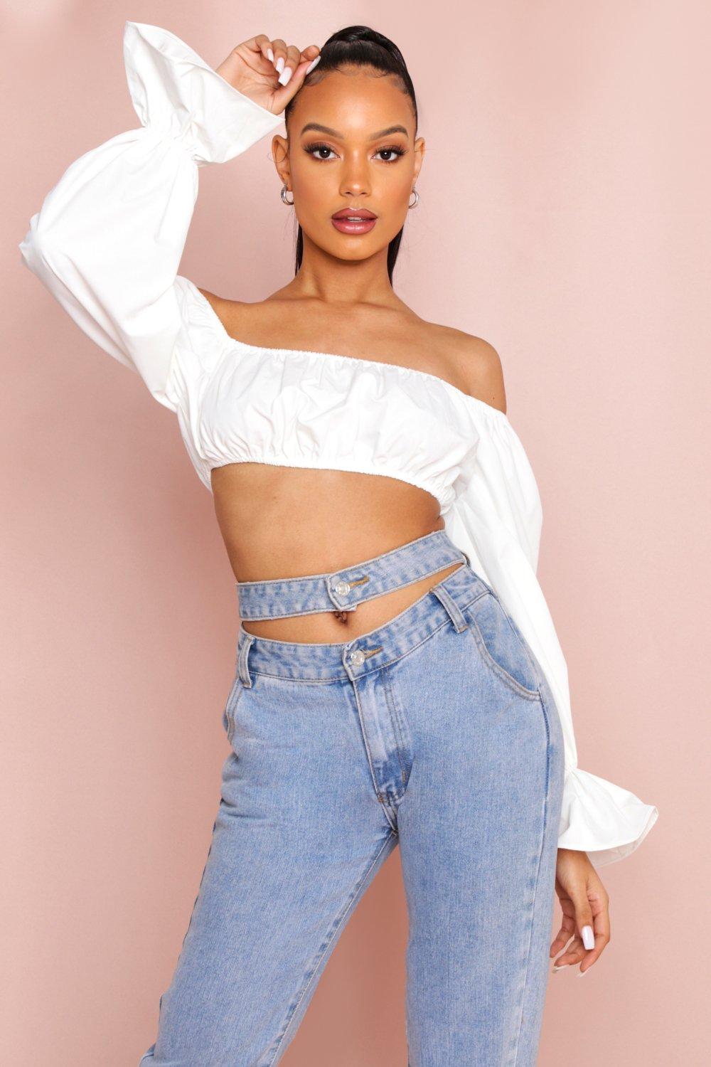 white satin bardot top