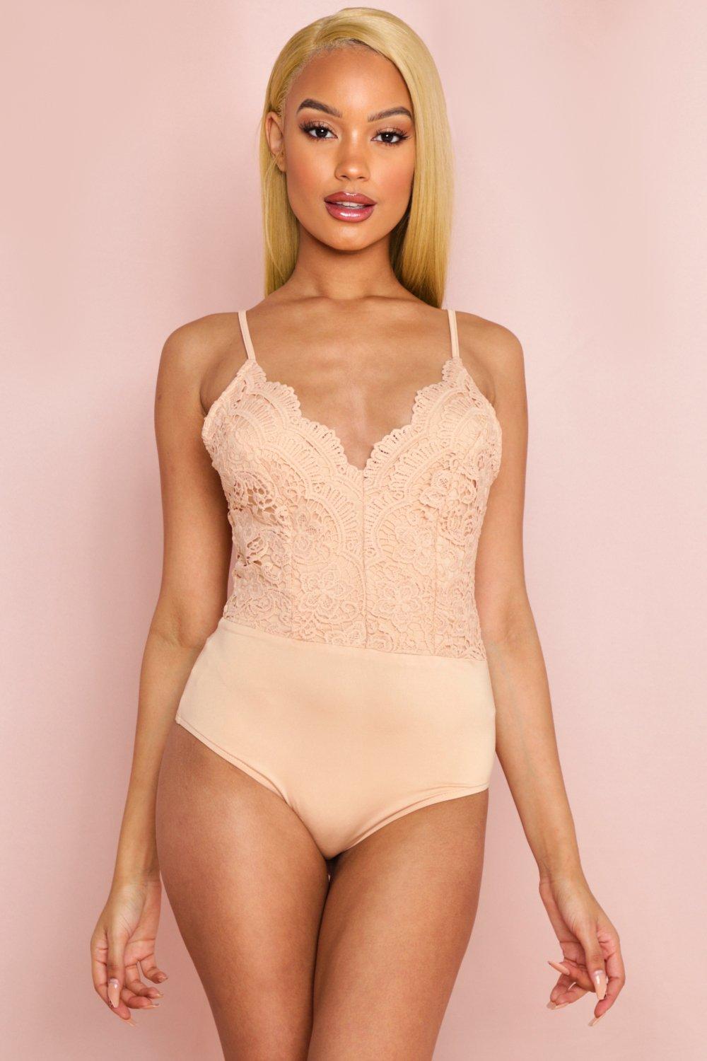beige lace bodysuit