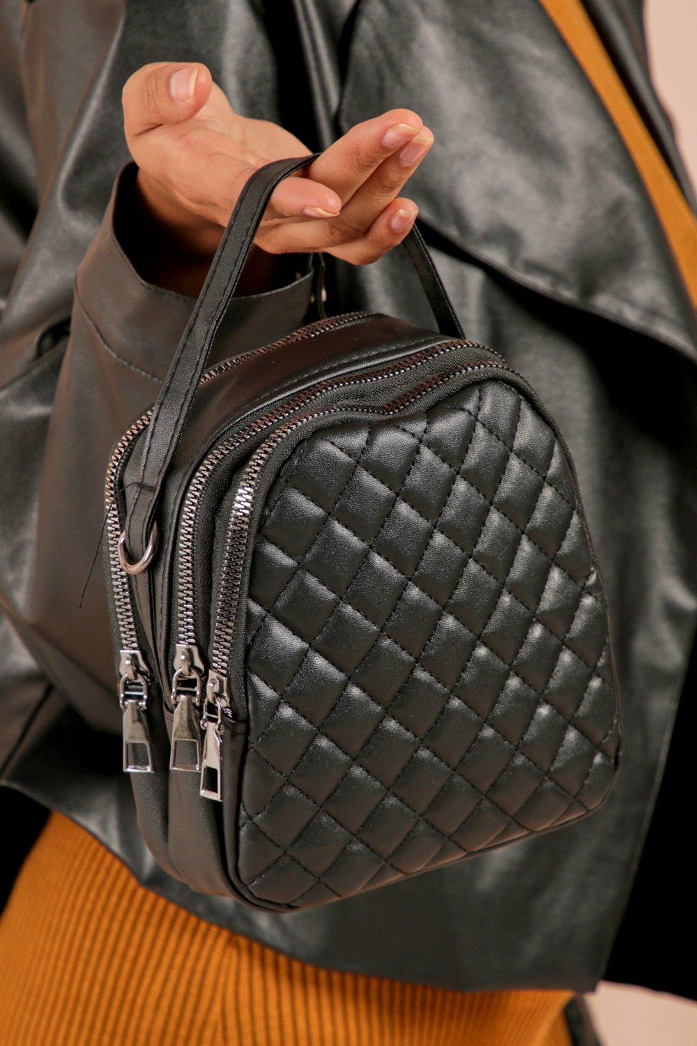 black quilted side bag