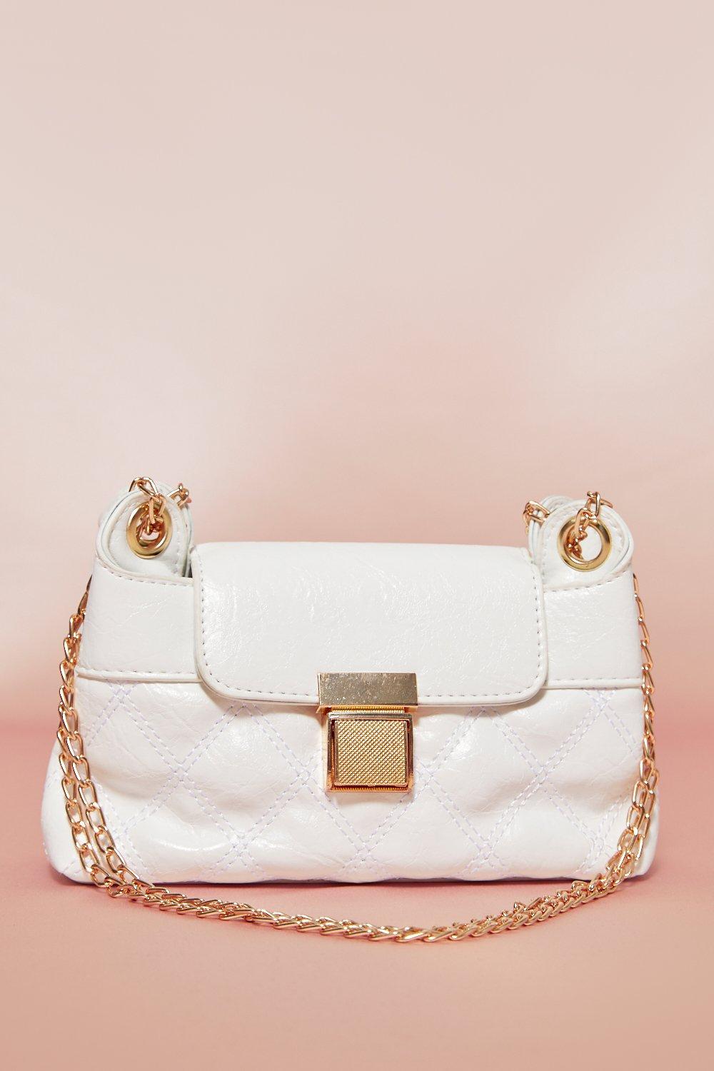 white quilted chain bag